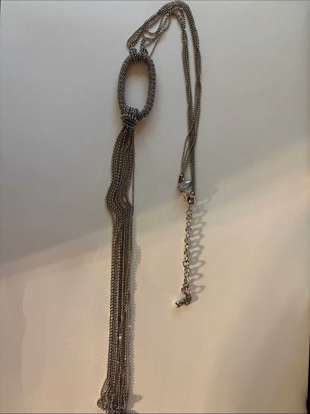 Chico’s Multi-Strand Silver Tone Necklace with Oval Accent 18”-22”
